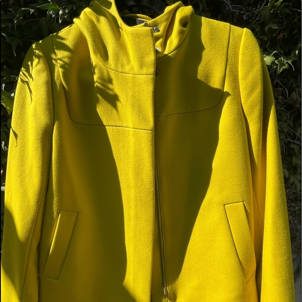 J. Crew Wool Melton Hooded Bib Jacket Warm Chartreuse
